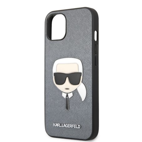 Karl Lagerfeld Apple iPhone 13 Mini (5.4) PU Saffiano hátlapvédő tok ezüst (KLHCP13SSAKHSL)