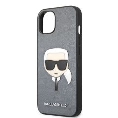   Karl Lagerfeld Apple iPhone 13 (6.1) PU Saffiano hátlapvédő tok ezüst (KLHCP13MSAKHSL)