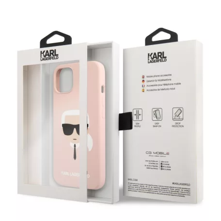 Karl Lagerfeld Apple iPhone 13 Mini (5.4) hátlapvédő tok Light Pink (KLHCP13MSLKHPI)