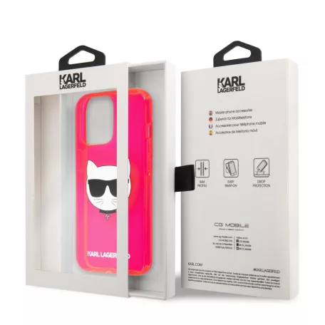 Karl Lagerfeld TPU Choupette Apple iPhone 13 Pro (6.1) hátlapvédő tok Fluo Pink (KLHCP13LCHTRP)