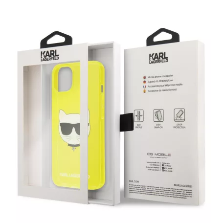Karl Lagerfeld TPU Choupette Apple iPhone 13 Mini (5.4) hátlapvédő tok Fluo Yellow (KLHCP13SCHTRY)