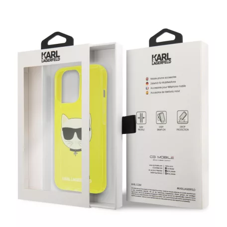 Karl Lagerfeld TPU Choupette Apple iPhone 13 Pro Max (6.7) hátlapvédő tok Fluo Yellow (KLHCP13XCHTRY)