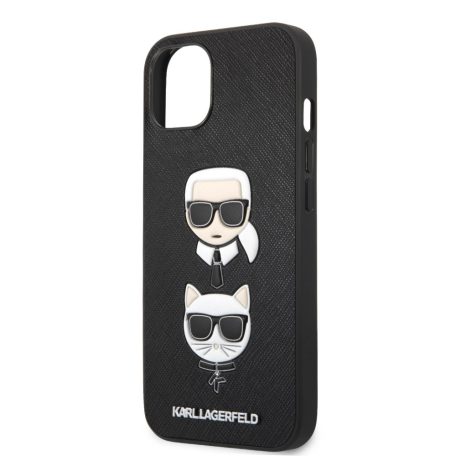 Karl Lagerfeld and Choupette Apple iPhone 13 (6.1) PU Saffiano hátlapvédő tok fekete (KLHCP13MSAKICKCBK)
