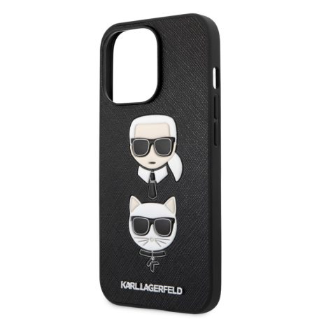 Karl Lagerfeld and Choupette Apple iPhone 13 Pro Max (6.7) PU Saffiano hátlapvédő tok fekete (KLHCP13XSAKICKCBK)