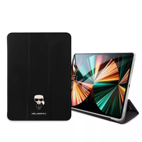 Karl Lagerfeld Apple iPad Pro 11 (2021) Metal Saffiano oldalra nyíló könyv tok fekete (KLFC11OKMK)