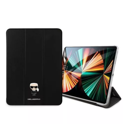 Karl Lagerfeld Apple iPad Pro 11 (2021) Metal Saffiano oldalra nyíló könyv tok fekete (KLFC11OKMK)