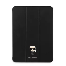   Karl Lagerfeld Apple iPad Pro 12.9 (2021) Metal Saffiano oldalra nyíló könyv tok fekete (KLFC12OKHK)