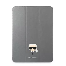   Karl Lagerfeld Apple iPad Pro 12.9 (2021) Metal Saffiano oldalra nyíló könyv tok ezüst (KLFC12OKHG)