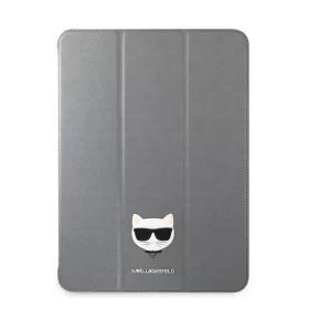   Karl Lagerfeld Apple iPad Pro 12.9 (2021) Choupette Head Saffiano oldalra nyíló könyv tok ezüst (KLFC12OCHG)