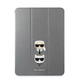   Karl Lagerfeld and Choupette Apple iPad Pro 12.9 (2021) Head Saffiano oldalra nyíló könyv tok ezüst (KLFC12OKCG)
