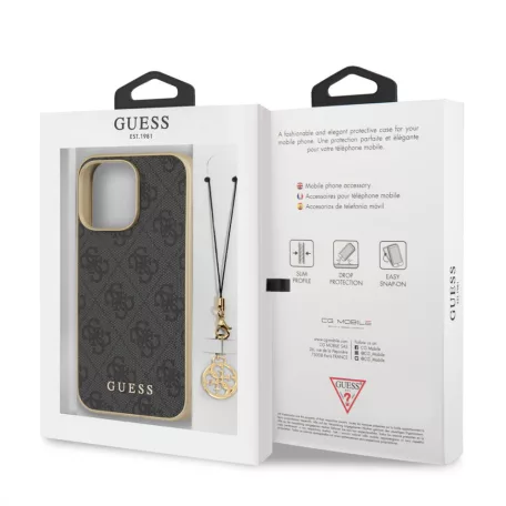 Guess 4G Charms Apple iPhone 13 Pro (6.1) hátlapvédő tok szürke (GUHCP13LGF4GGR)
