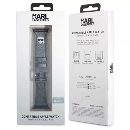 Karl Lagerfeld Karl Head Apple Watch 38/40mm óraszíj ezüst (KLAWMOKHG)