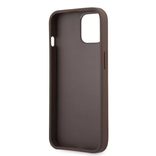 Guess Apple iPhone 13 Mini (5.4) PU 4G Metal Logo hátlapvédő tok barna (GUHCP13SPU4GHBR)