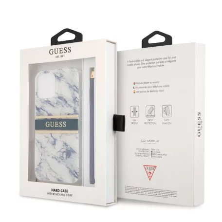 Guess Apple iPhone 12 Pro Max 2020 (6.7) TPU Marble hátlapvédő tok kék (GUHCP12LKMABBL)