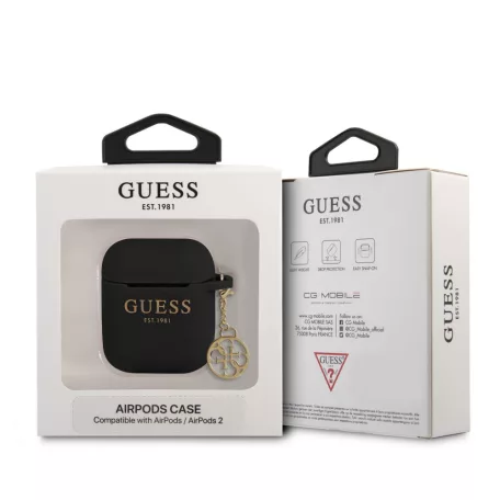 Guess 4G Charms Apple AirPods 1/2 szilikon tok fekete (GUA2LSC4EK)