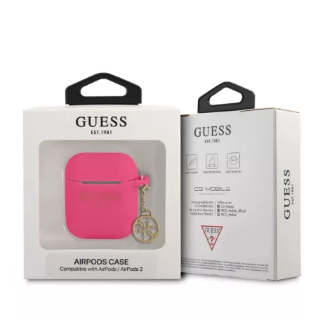 Guess Apple AirPods 1/2 szilikon tok pink (GUA2LSC4EF)