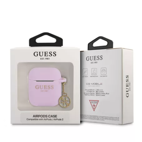 Guess 4G Charms Apple AirPods 1/2 szilikon tok lila (GUA2LSC4EU)
