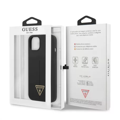 Guess Silicone Line Triangle Apple iPhone 13 Pro Max (6.7) hátlapvédő tok fekete (GUHCP13XSLTGK)
