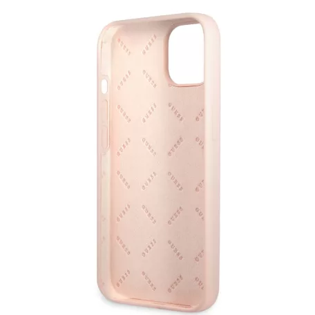 Guess Silicone Line Triangle Apple iPhone 13 (6.1) hátlapvédő tok pink (GUHCP13MSLTGP)