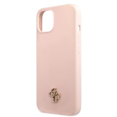   Guess Apple iPhone 13 Pro (6.1) 4G Silicone Metal Logo hátlapvédő tok pink (GUHCP13LS4LP)