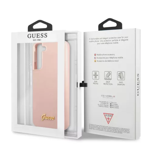 Guess Samsung SM-S906 Galaxy S22 Plus (2022) Silicone Metal Logo hátlapvédő tok pink (GUHCS22MLSLMGPP)