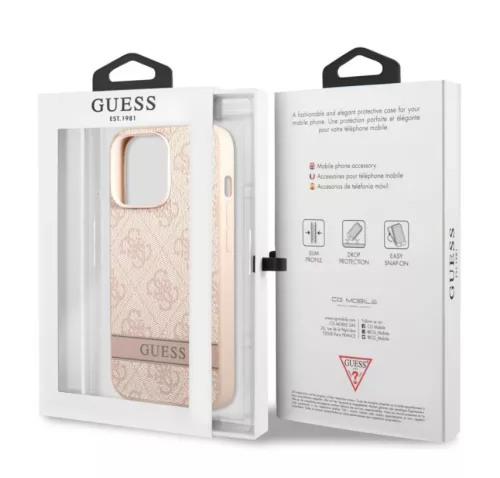 Guess Apple iPhone 13 Pro (6.1) PU 4G Stripe hátlapvédő tok pink (GUHCP13LP4SNP)