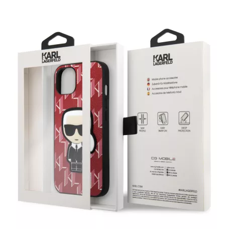 Karl Lagerfeld Monogram Ikonik Apple iPhone 13 Mini (5.4) hátlapvédő tok piros (KLHCP13SPMNIKPI)