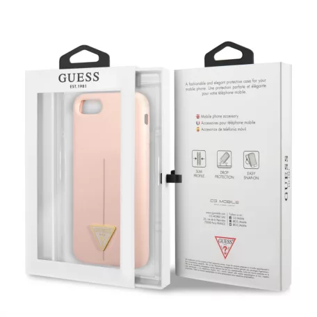 Guess Silicone Line Triangle Apple iPhone 7 / 8 / SE2 / SE3 (4.7) hátlapvédő tok pink (GUHCI8SLTGP)