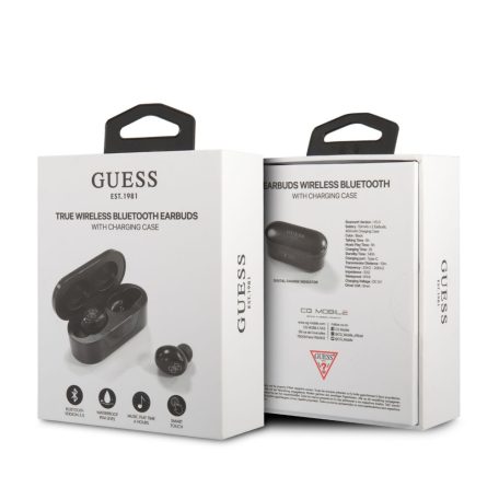 Guess True Wireless Classic Logo Bluetooth 5.0 sztereó TWS headset beépített mikrofonnal fekete (GUTWST31EK)