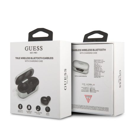Guess True Wireless Classic Logo Bluetooth 5.0 sztereó TWS headset beépített mikrofonnal ezüst (GUTWST31EG)