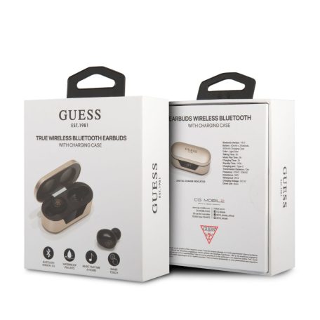 Guess True Wireless Classic Logo Bluetooth 5.0 sztereó TWS headset beépített mikrofonnal arany (GUTWST31ED)