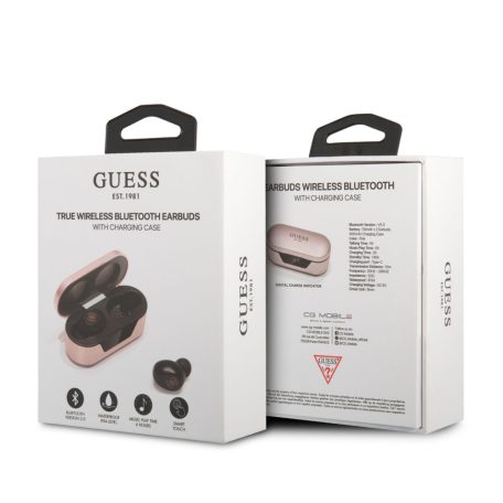 Guess True Wireless Classic Logo Bluetooth 5.0 sztereó TWS headset beépített mikrofonnal pink (GUTWST31EP)