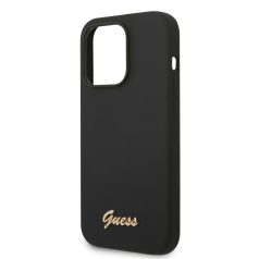   Guess Apple iPhone 14 Pro Max (6.7) Silicone Metal Logo hátlapvédő tok fekete (GUHCP14XSLSMK)