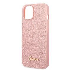   Guess Apple iPhone 14 Pro Max (6.7) PC/TPU Glitter Flakes Metal Logo hátlapvédő tok pink (GUHCP14XHGGSHP)