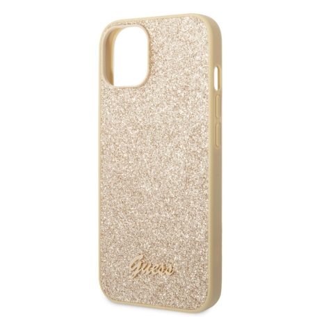 Guess Apple iPhone 14 Plus (6.7) PC/TPU Glitter Flakes Metal Logo hátlapvédő tok arany (GUHCP14MHGGSHD)
