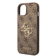   Guess Apple iPhone 14 (6.1) PU 4G Metal Logo hátlapvédő tok barna (GUHCP14S4GMGBR)