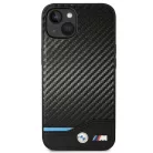 BMW Leather Carbon Apple iPhone 14 Plus / 15 Plus (6.7) hátlapvédő tok fekete (BMHCP14M22NBCK)
