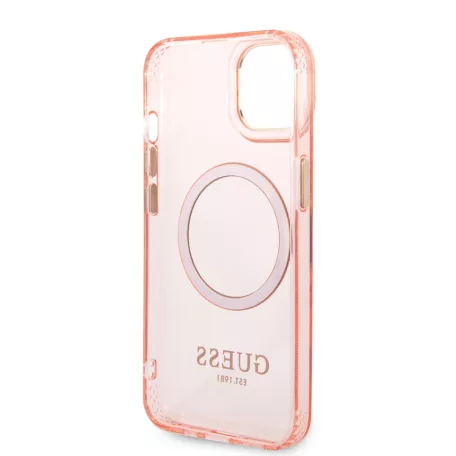 Guess Apple iPhone 14 (6.1) Translucent MagSafe hátlapvédő tok pink (GUHMP14SHTCMP)