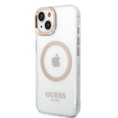   Guess Apple iPhone 14 Plus (6.7) Transparent MagSafe hátlapvédő tok arany (GUHMP14MHTRMD)