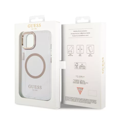 Guess Apple iPhone 14 Plus (6.7) Transparent MagSafe hátlapvédő tok arany (GUHMP14MHTRMD)