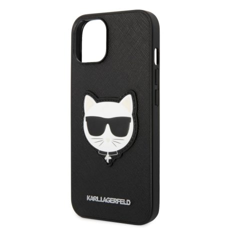 Karl Lagerfeld PU Saffiano Choupette Head Apple iPhone 14 (6.1) hátlapvédő tok fekete (KLHCP14SSAPCHK)