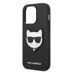   Karl Lagerfeld PU Saffiano Choupette Head Apple iPhone 14 Pro (6.1) hátlapvédő tok fekete (KLHCP14LSAPCHK)