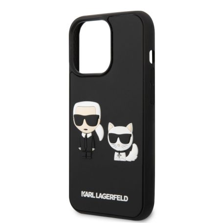 Karl Lagerfeld and Choupette 3D Apple iPhone 14 Pro (6.1) hátlapvédő tok fekete (KLHCP14L3DRKCK)