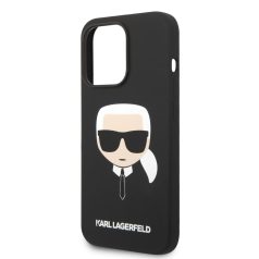   Karl Lagerfeld MagSafe Liquid Silicone Karl Head Apple iPhone 14 Pro (6.1) hátlapvédő tok fekete (KLHMP14LSLKHBK)