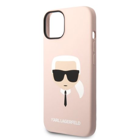 Karl Lagerfeld Liquid Silicone Karl Head Apple iPhone 14 Plus (6.7) hátlapvédő tok pink (KLHCP14MSLKHLP)