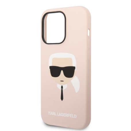 Karl Lagerfeld Liquid Silicone Karl Head Apple iPhone 14 Pro Max (6.7) hátlapvédő tok pink (KLHCP14XSLKHLP)