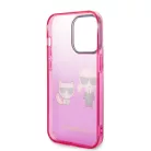 Karl Lagerfeld Gradient Karl and Choupette Apple iPhone 14 Pro (6.1) hátlapvédő tok pink (KLHCP14LTGKCP)
