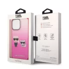 Karl Lagerfeld Gradient Karl and Choupette Apple iPhone 14 Pro Max (6.7) hátlapvédő tok pink (KLHCP14XTGKCP)