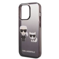   Karl Lagerfeld Gradient Karl and Choupette Apple iPhone 14 Pro (6.1) hátlapvédő tok fekete (KLHCP14LTGKCK)