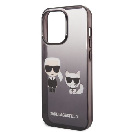 Karl Lagerfeld Gradient Karl and Choupette Apple iPhone 14 Pro (6.1) hátlapvédő tok fekete (KLHCP14LTGKCK)